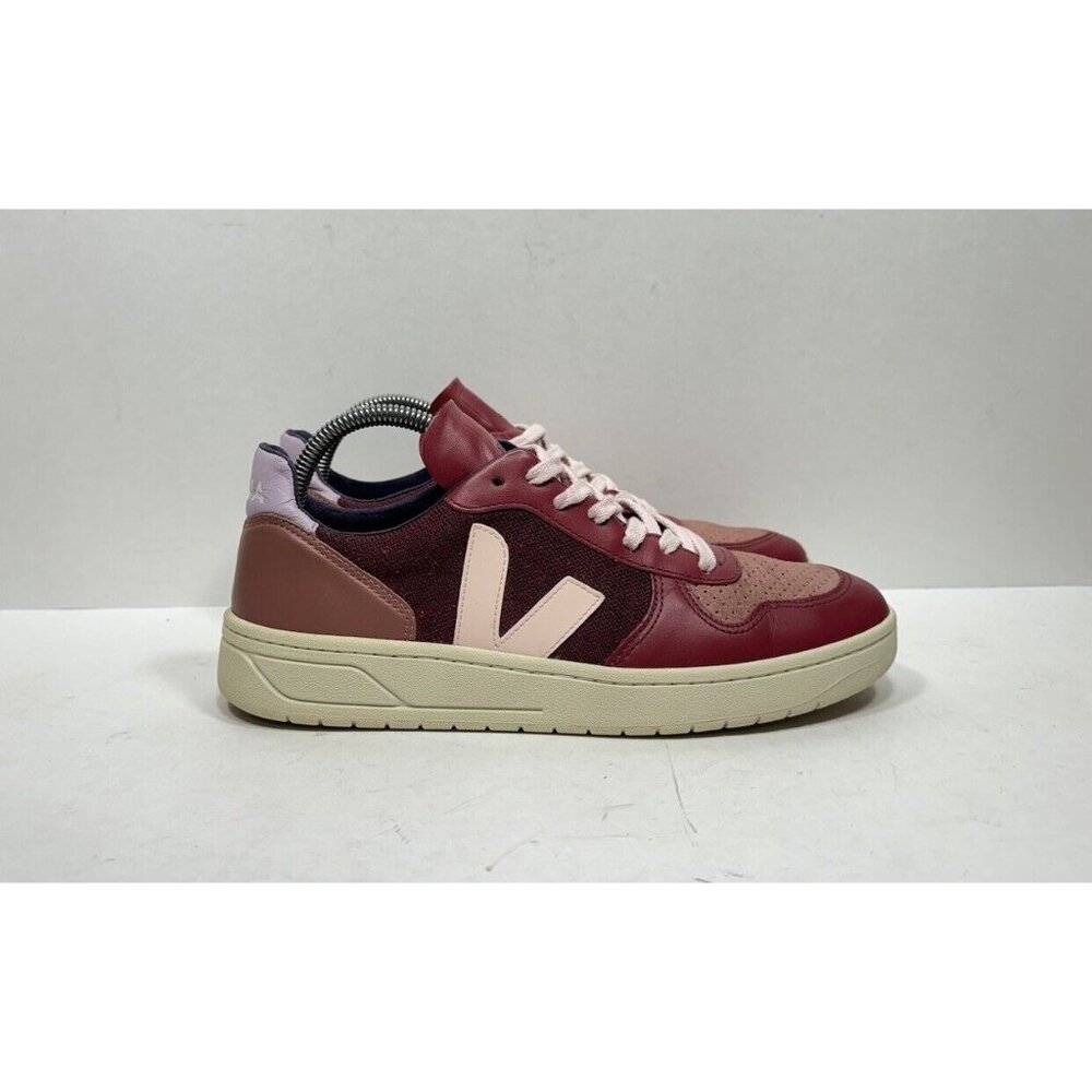 Veja Burgundy Pink Accent Low-Top Sneakers